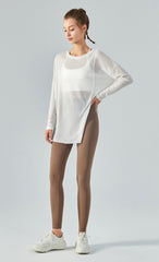 One Side Slit Long Sleeve Yoga Cover-Up | CTL103
