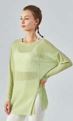 One Side Slit Long Sleeve Yoga Cover-Up | CTL103