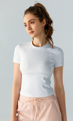 Women's Short Sleeve Waist-Tightening Yoga Fitness Shirt | CTS138