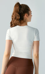 Manga corta de yoga con cintura plisada | CTS137 