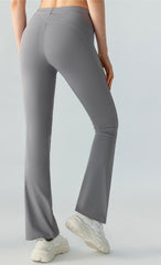 Pantalones deportivos ajustados de pierna ancha con micro llamarada de moda | UWL257